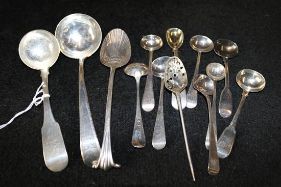 2 GIII silver sauce ladles, sundry items etc